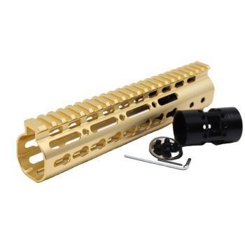 Gold NSR 9 Inch Free Float KeyMod AR15 AR-15 Handguard with Rail Mounted Steel Barrel Nut fit .223 5.56 rifles