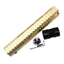 Gold NSR 9 Inch Free Float KeyMod AR15 AR-15 Handguard with Rail Mounted Steel Barrel Nut fit .223 5.56 rifles