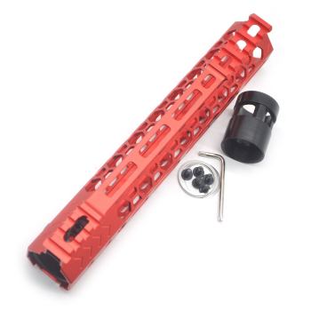 Trirock NSR style Red 10 inch M-LOK free float AR15 handguard mlok bevel edge fits .223/5.56 rifles with steel barrel nut