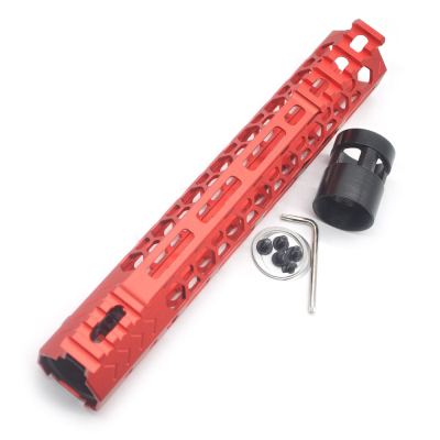 Trirock NSR style Red 10 inch M-LOK free float AR15 handguard mlok bevel edge fits .223/5.56 rifles with steel barrel nut