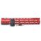 Trirock NSR style Red 12 inch M-LOK free float AR15 handguard mlok bevel edge fits .223/5.56 rifles with steel barrel nut
