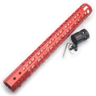 Trirock NSR style Red 13.5 inch M-LOK free float AR15 handguard mlok bevel edge fits .223/5.56 rifles with steel barrel nut