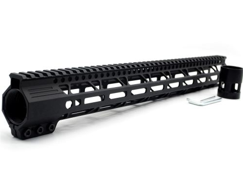 Clamp On Black Tactical 17 inch M-LOK handguard for AR15 M4 M16 with Steel Barrel Nut fits .223/5.56 rifles