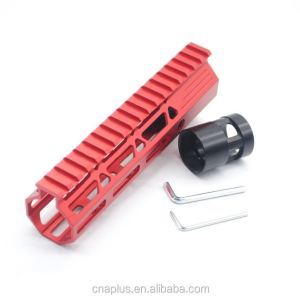 Clamp On Red Tactical 7 inch M-LOK handguard for AR15 M4 M16 with Steel Barrel Nut fits .223/5.56 rifles