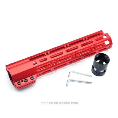 Clamp On Red Tactical 10 inch M-LOK handguard for AR15 M4 M16 with Steel Barrel Nut fits .223/5.56 rifles