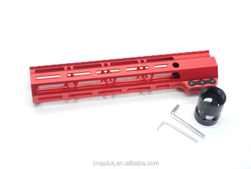 Clamp On Red Tactical 10 inch M-LOK handguard for AR15 M4 M16 with Steel Barrel Nut fits .223/5.56 rifles