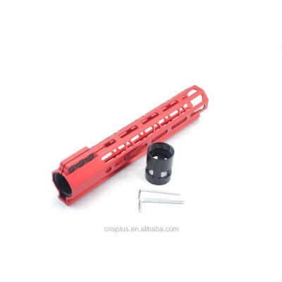 Trirock Clamp On Red Tactical 10 inch M-LOK handguard for AR15 M4 M16 with Steel Barrel Nut fits .223/5.56 rifles