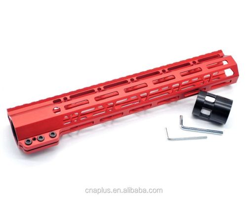 Clamp On Red Tactical 12 inch M-LOK handguard for AR15 M4 M16 with Steel Barrel Nut fits .223/5.56 rifles