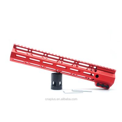 Trirock Clamp On Red Tactical 12 inch M-LOK handguard for AR15 M4 M16 with Steel Barrel Nut fits .223/5.56 rifles