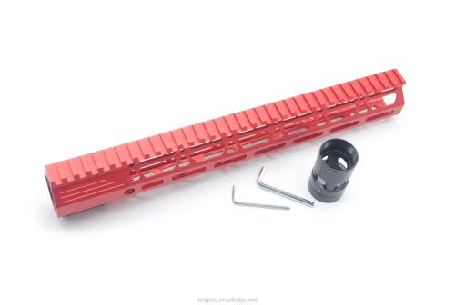 Clamp On Red Tactical 13.5 inch M-LOK handguard for AR15 M4 M16 with Steel Barrel Nut fits .223/5.56 rifles