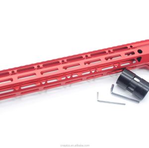 Clamp On Red Tactical 13.5 inch M-LOK handguard for AR15 M4 M16 with Steel Barrel Nut fits .223/5.56 rifles