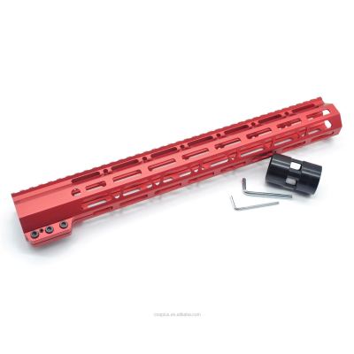 Clamp On Red Tactical 15 inch M-LOK handguard for AR15 M4 M16 with Steel Barrel Nut fits .223/5.56 rifles