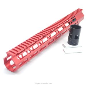 Clamp On Red Tactical 15 inch M-LOK handguard for AR15 M4 M16 with Steel Barrel Nut fits .223/5.56 rifles