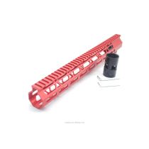 Trirock Clamp On Red Tactical 15 inch M-LOK handguard for AR15 M4 M16 with Steel Barrel Nut fits .223/5.56 rifles