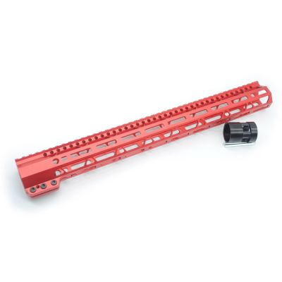 Clamp On Red Tactical 17 inch M-LOK handguard for AR15 M4 M16 with Steel Barrel Nut fits .223/5.56 rifles