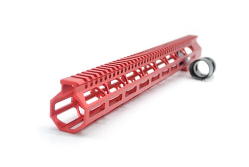 Clamp On Red Tactical 17 inch M-LOK handguard for AR15 M4 M16 with Steel Barrel Nut fits .223/5.56 rifles