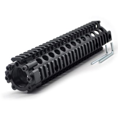 TRIROCK Two-pieces design 9.6 inch Drop-in Black Quad Rail handguard for MK18 Rifle interface system For Fitting .223 cal.