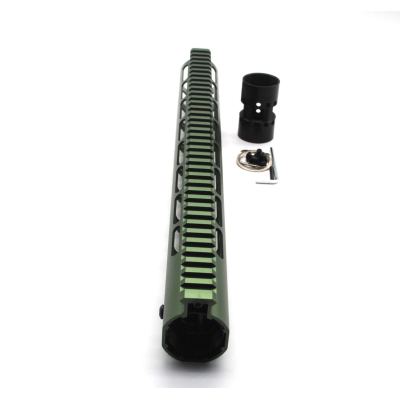 Trirock New NSR 15 Inch Length Olive drab green Free Floating KeyMod AR15 Handguard With Rail Mount Steel Barrel Nut