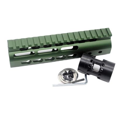 Trirock New NSR 7 Inch Length Olive drab green Free Floating KeyMod AR15 Handguard With Rail Mount Steel Barrel Nut