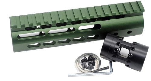 New NSR 7 Inch Length Olive drab green Free Floating KeyMod AR15 Handguard With Rail Mount Steel Barrel Nut