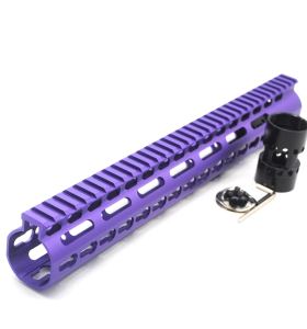 New NSR 13.5 Inch Length Purple Free Floating KeyMod AR15 Handguard With Rail Mount Steel Barrel Nut