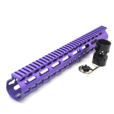 New NSR 13.5 Inch Length Purple Free Floating KeyMod AR15 Handguard With Rail Mount Steel Barrel Nut