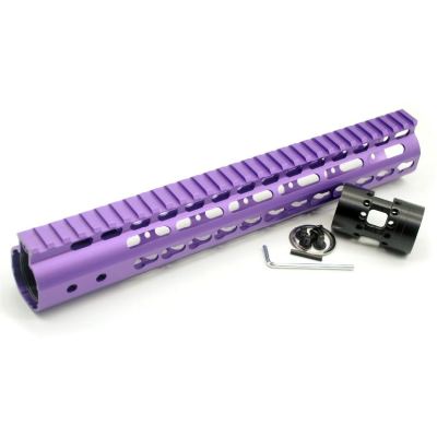 Aplus NSR Style Purple 12 inch Free Float Keymod AR15 Handguard with Steel Barrel Nut