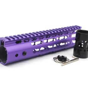 New NSR 9 Inch Length Purple Free Floating KeyMod AR15 Handguard With Rail Mount Steel Barrel Nut