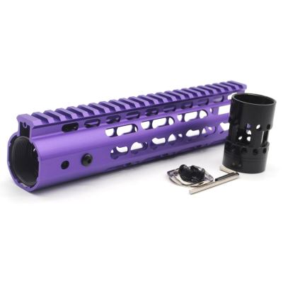 New NSR 9 Inch Length Purple Free Floating KeyMod AR15 Handguard With Rail Mount Steel Barrel Nut