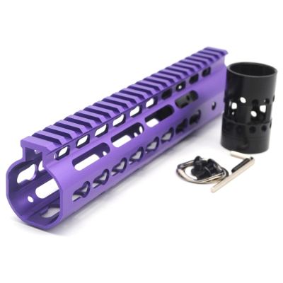 Trirock New NSR 9 Inch Length Purple Free Floating KeyMod AR15 Handguard With Rail Mount Steel Barrel Nut