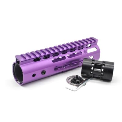 New NSR 7 Inch Length Purple Free Floating KeyMod AR15 Handguard With Rail Mount Steel Barrel Nut