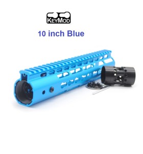 Trirock New NSR 10 Inch Length Blue Free Floating KeyMod AR15 Handguard With Rail Mount Steel Barrel Nut