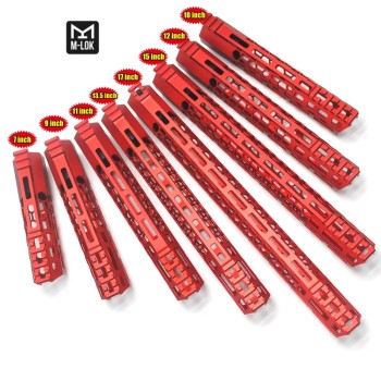 New Clamp style red M-LOK free float AR15 M16 M4 rifle handguard with a curve slant cut nose fit .223/5.56 rifles