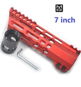 Trirock New Clamp style 7 inches red M-LOK free float AR15 M16 M4 rifle handguard with a curve slant cut nose fit .223/5.56 rifles