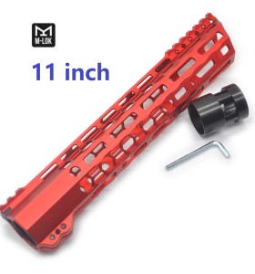 Trirock New Clamp style 11 inches red M-LOK free float AR15 M16 M4 rifle handguard with a curve slant cut nose fit .223/5.56 rifles