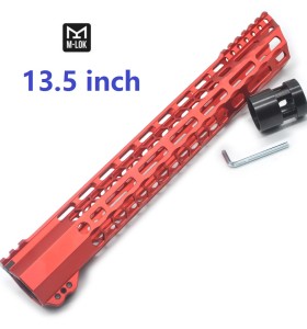 Trirock New Clamp style 13.5 inches red M-LOK free float AR15 M16 M4 rifle handguard with a curve slant cut nose fit .223/5.56 rifles