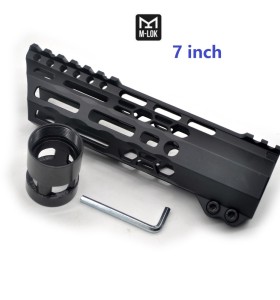 Trirock New Clamp style 7 inches black M-LOK free float AR15 M16 M4 rifle handguard with a curve slant cut nose fit .223/5.56 rifles