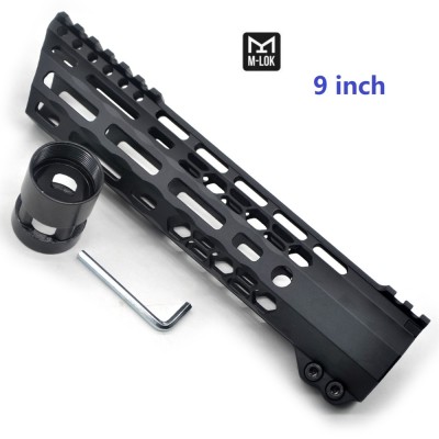 Trirock New Clamp style 9 inches black M-LOK free float AR15 M16 M4 rifle handguard with a curve slant cut nose fit .223/5.56 rifles