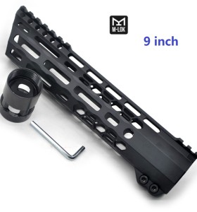Trirock New Clamp style 9 inches black M-LOK free float AR15 M16 M4 rifle handguard with a curve slant cut nose fit .223/5.56 rifles