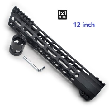 Trirock New Clamp style 12 inches black M-LOK free float AR15 M16 M4 rifle handguard with a curve slant cut nose fit .223/5.56 rifles
