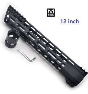 Trirock New Clamp style 12 inches black M-LOK free float AR15 M16 M4 rifle handguard with a curve slant cut nose fit .223/5.56 rifles