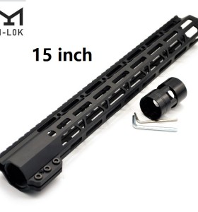 Trirock Clamp On Black Tactical 15 inch M-LOK handguard for AR15 M4 M16 with Steel Barrel Nut fits .223/5.56 rifles
