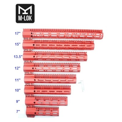 Trirock Clamp On Red anodized Tactical optional 7" 9" 10" 11" 12" 13.5" 15" 17" inch M-LOK handguard for AR15 M4 M16 with Steel Barrel Nut fits .223/5.56 rifles