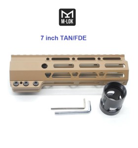 Trirock Clamp On TAN / Flat Dark Earth Tactical 7 inches M-LOK handguard for AR15 M4 M16 with Steel Barrel Nut fits .223/5.56 rifles