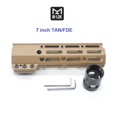 Trirock Clamp On TAN / Flat Dark Earth Tactical 7 inches M-LOK handguard for AR15 M4 M16 with Steel Barrel Nut fits .223/5.56 rifles