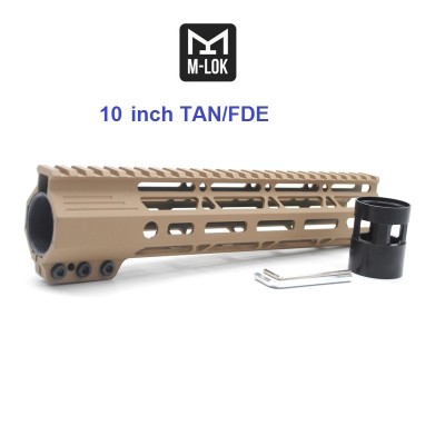 Trirock Clamp On TAN / Flat Dark Earth Tactical 10 inches M-LOK handguard for AR15 M4 M16 with Steel Barrel Nut fits .223/5.56 rifles