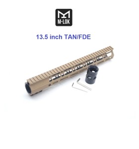 Trirock Clamp On TAN / Flat Dark Earth Tactical 13.5 inches M-LOK handguard for AR15 M4 M16 with Steel Barrel Nut fits .223/5.56 rifles