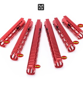 Trirock NSR Style Red optional 7" 9" 10" 12" 13.5" and 15" Free Float M-LOK AR15 Handguard with Steel Barrel Nut