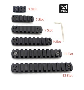 Trirock Black optional  3, 5, 7, 9, 11, 13 slots M-LOK Black Aluminum Picatinny Rail Section