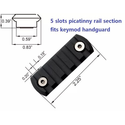 Trirock Black Keymod picatinny rail sections kit fits key mod handguard rail mount system - Optional 5,7,9,11,13 Slots